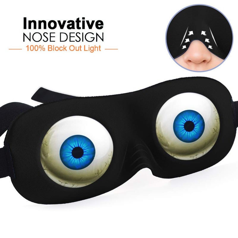 Tphon Eye Sleep Mask Funny Blindfold for Women Men Kid, Upgraded 3D Contoured 100% Blackout Sleeping Mask with Adjustable Strap, Soft Night Blindfold Eye Shades for Travel Naps Shift Works Games - Image 2