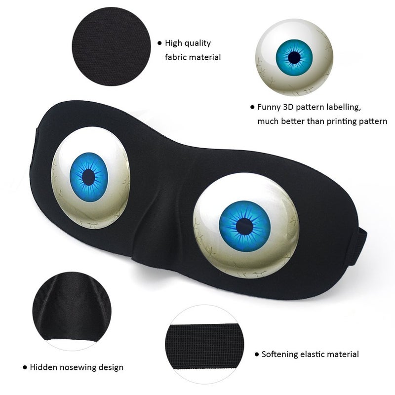 Tphon Eye Sleep Mask Funny Blindfold for Women Men Kid, Upgraded 3D Contoured 100% Blackout Sleeping Mask with Adjustable Strap, Soft Night Blindfold Eye Shades for Travel Naps Shift Works Games - Image 5