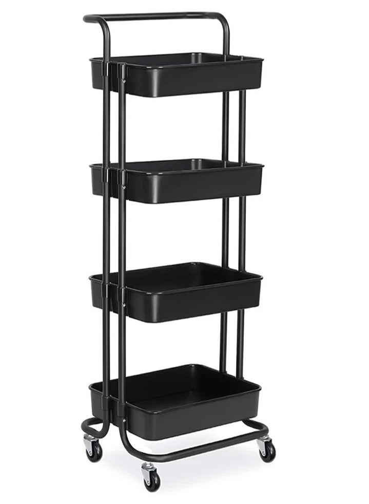 DubaiGallery 4-Tier Rolling Utility Cart, Storage Organizer Carts Shelves, Multifunction Storage Trolley, Craft Roller with Lockable Wheels,Easy Assembly for Bathroom,Kitchen,Office - Image 2