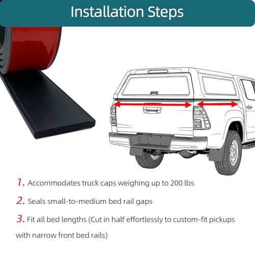 Tintvent Truck Cap Seal - EPDM Rubber Topper Weather Stripping with Adhesive (2" W x 0.25" H x 25' L) | Camper Shell/Canopy/Tailgate Seal - Image 3