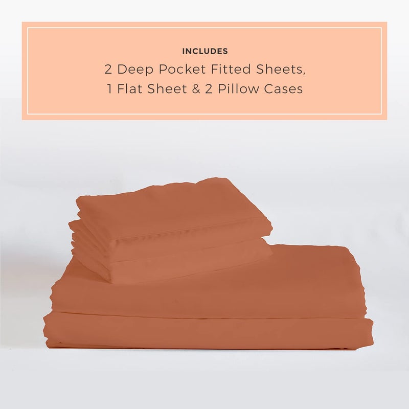 PeachSkinSheets PeachSkinSheets Night Sweats Pumpkin Spice 1500tc Soft Sheet Set - Split King (2 XL Fitted)  - Image 2