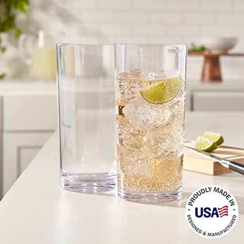 US Acrylic Classic Clear Plastic Reusable Drinking Glasses (Set of 6) 24oz Iced-Tea Cups | BPA-Free Tumblers, Made in USA | Top-Rack Dishwasher Safe - Image 2
