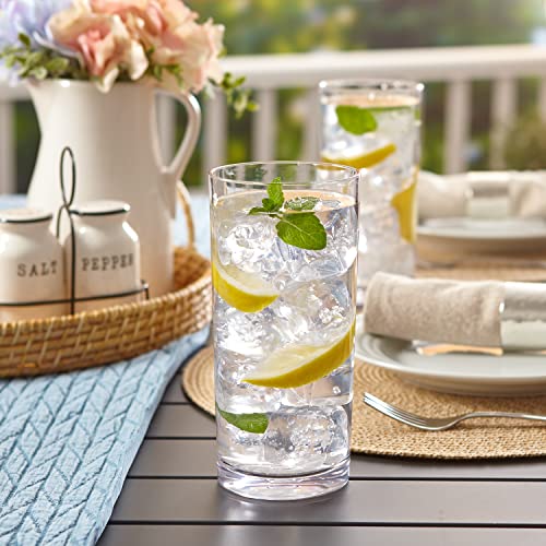 US Acrylic Classic Clear Plastic Reusable Drinking Glasses (Set of 6) 24oz Iced-Tea Cups | BPA-Free Tumblers, Made in USA | Top-Rack Dishwasher Safe - Image 3