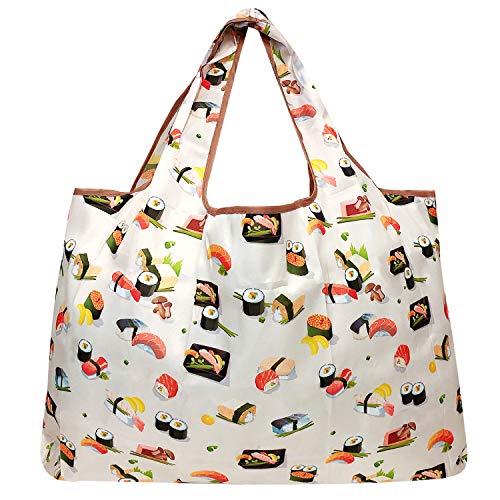 allydrew Large Foldable Tote Nylon Reusable Grocery Bags, 3 Pack, Delicious Foods - Image 4
