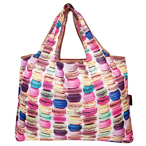 allydrew Large Foldable Tote Nylon Reusable Grocery Bags, 3 Pack, Delicious Foods - Image 2