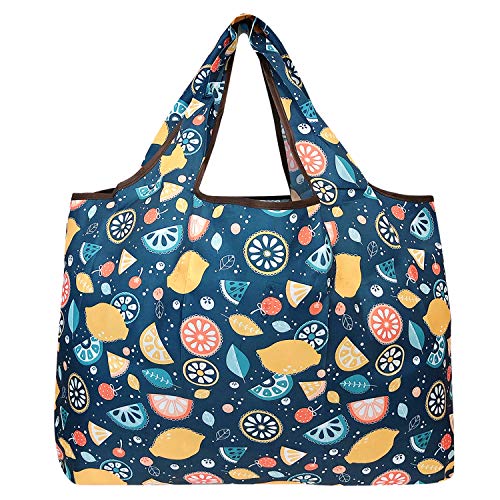 allydrew Large Foldable Tote Nylon Reusable Grocery Bags, 3 Pack, Delicious Foods - Image 3