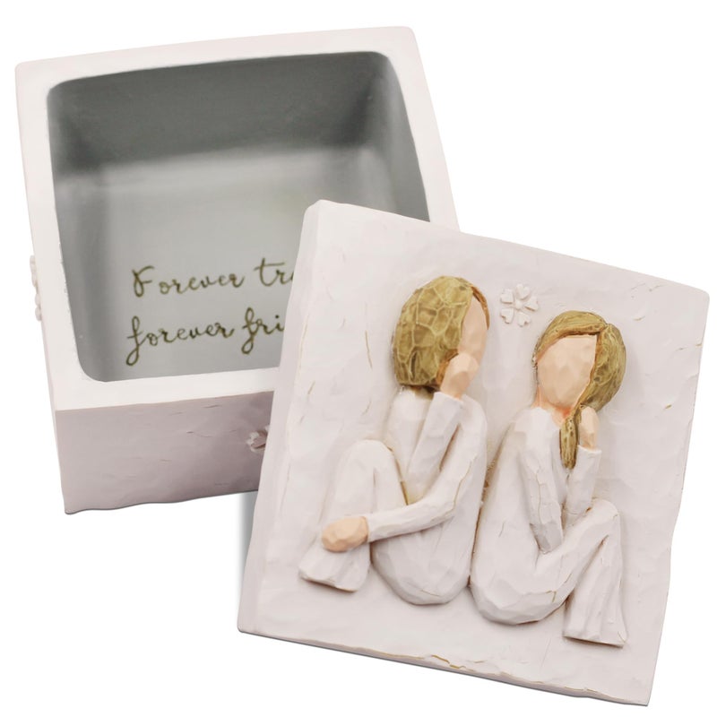 AcowSpt Gifts for Friends, Friendship Gifts for Women, Friend Birthday Gifts for Women, Gifts for Friends Female, Thank You for Being a friend, Sculpted Hand-Painted Keepsake Box - Image 1