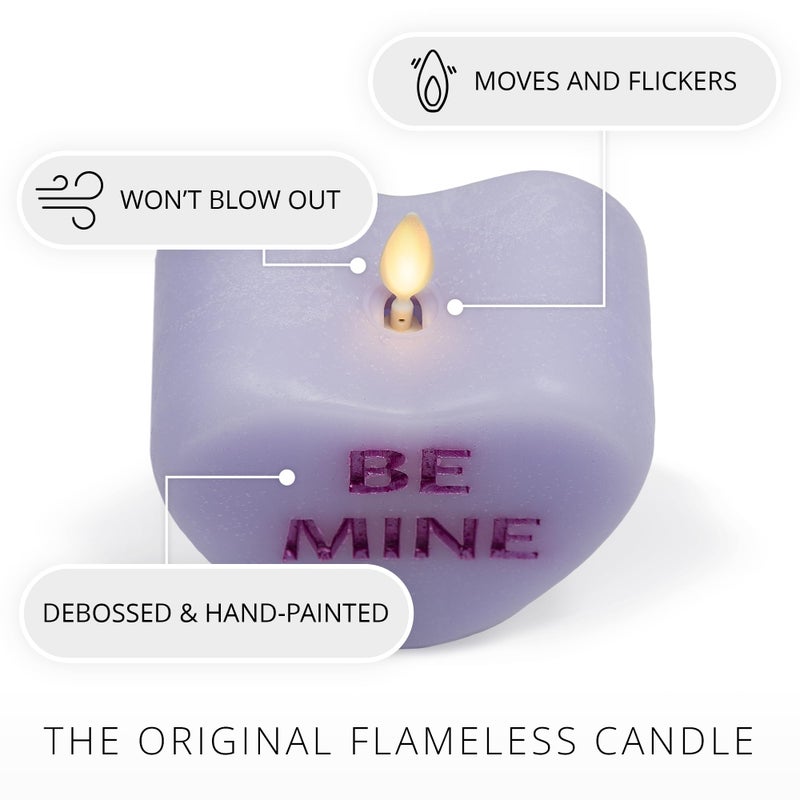 Luminara Candy Heart Be Mine Gentle Lavender Candle- Flameless Real-Flame Romantic Battery Operated LED Decor- Valentine's Day Collection- 3.5" x 4.5" - Image 3