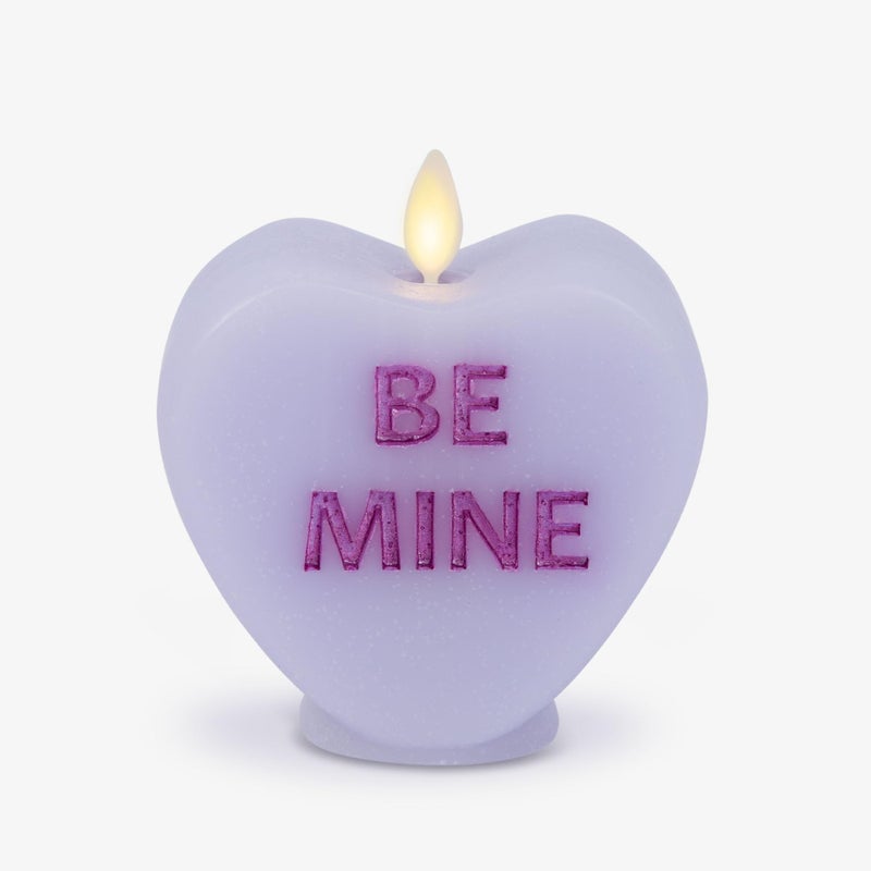 Luminara Candy Heart Be Mine Gentle Lavender Candle- Flameless Real-Flame Romantic Battery Operated LED Decor- Valentine's Day Collection- 3.5" x 4.5" - Image 1