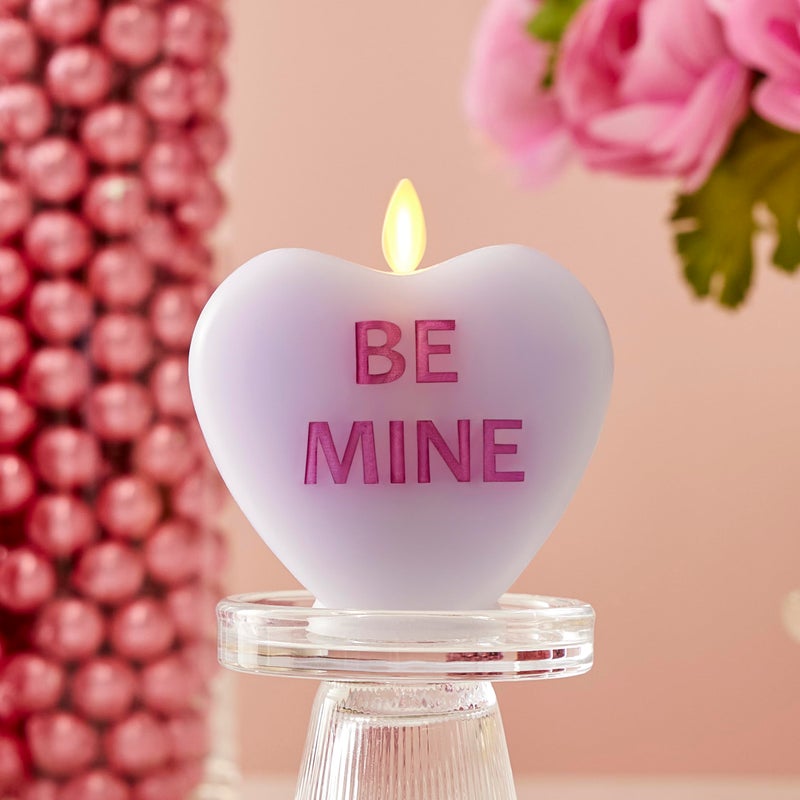 Luminara Candy Heart Be Mine Gentle Lavender Candle- Flameless Real-Flame Romantic Battery Operated LED Decor- Valentine's Day Collection- 3.5" x 4.5" - Image 2