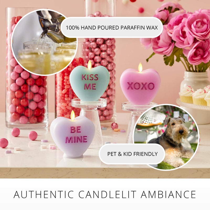 Luminara Candy Heart Be Mine Gentle Lavender Candle- Flameless Real-Flame Romantic Battery Operated LED Decor- Valentine's Day Collection- 3.5" x 4.5" - Image 4