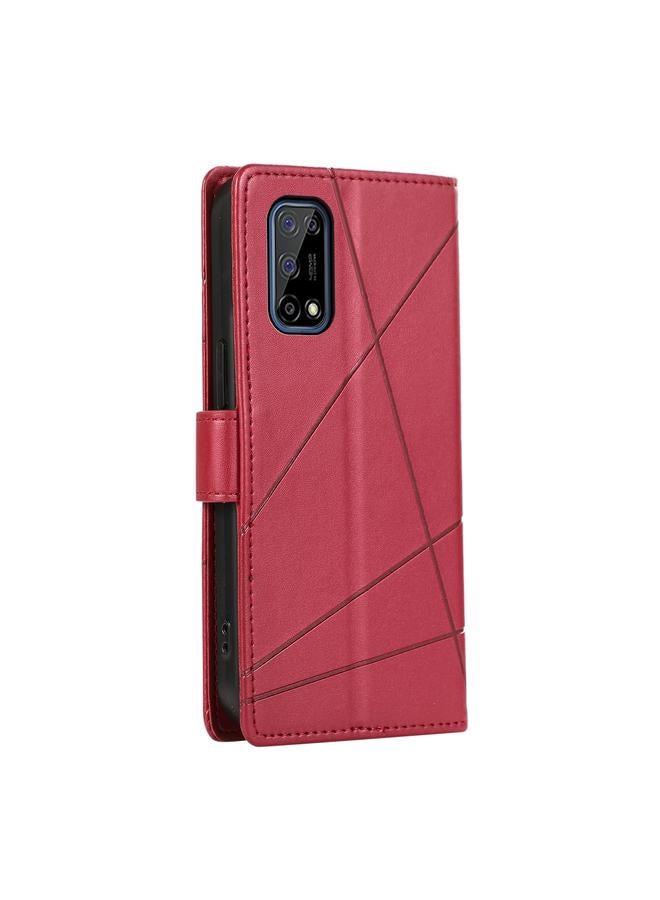S-TOP Case For Realme 7 5G PU Genuine Leather Texture Embossed Line Phone Case - Image 3
