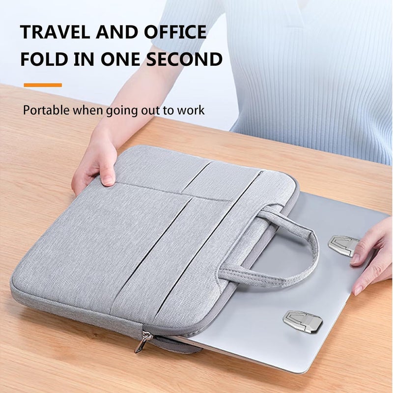 2PCS Zinc Alloy Mini Foldable Laptop Stand - Portable Computer Keyboard Riser with Adjustable Angles (Silver) - Image 4