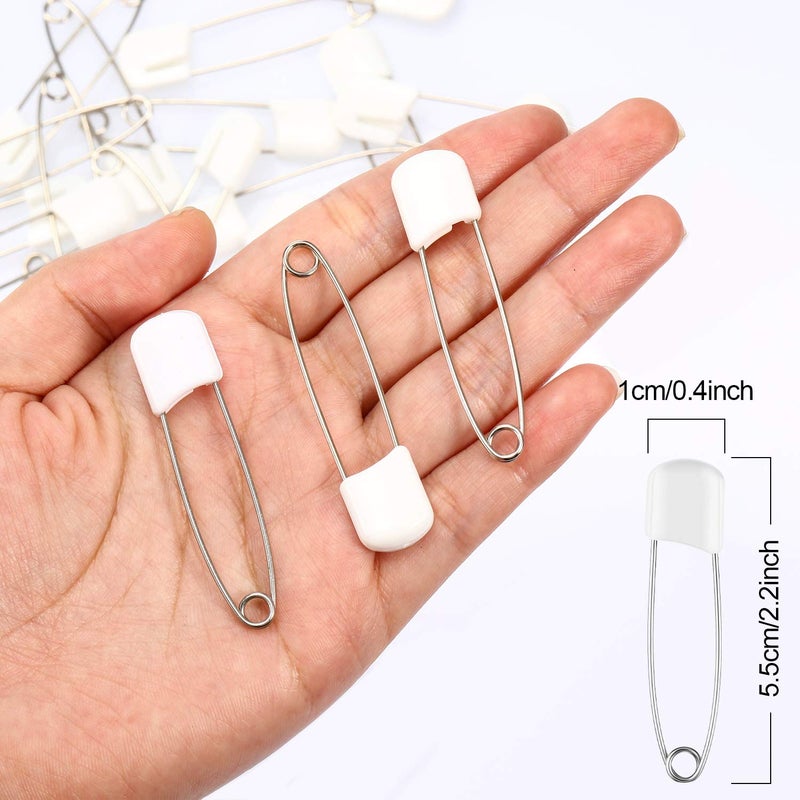 Vicloon 50 Pieces Diaper Pins 2.2 Inch Plastic Head Cloth Closures Stainless Steel Nappy Safety Pins with a Velvet Bag - Image 2