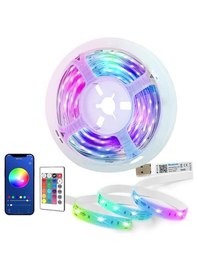 Captaintech Smart LED Light Strips,16.4ft/5M Bluetooth LED Strip Lights Color Changing LED Lights with APP &Remote Control, Music Sync RGB Lights for Bedroom Home Kitchen Decoration DIY  - Image 1
