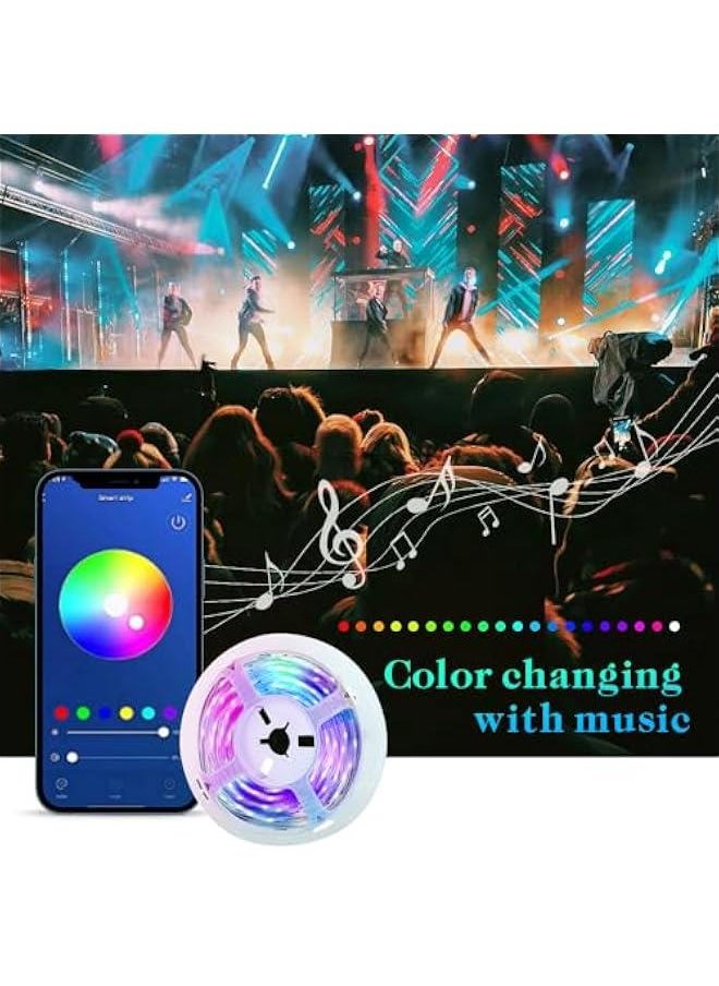 Captaintech Smart LED Light Strips,16.4ft/5M Bluetooth LED Strip Lights Color Changing LED Lights with APP &Remote Control, Music Sync RGB Lights for Bedroom Home Kitchen Decoration DIY  - Image 3