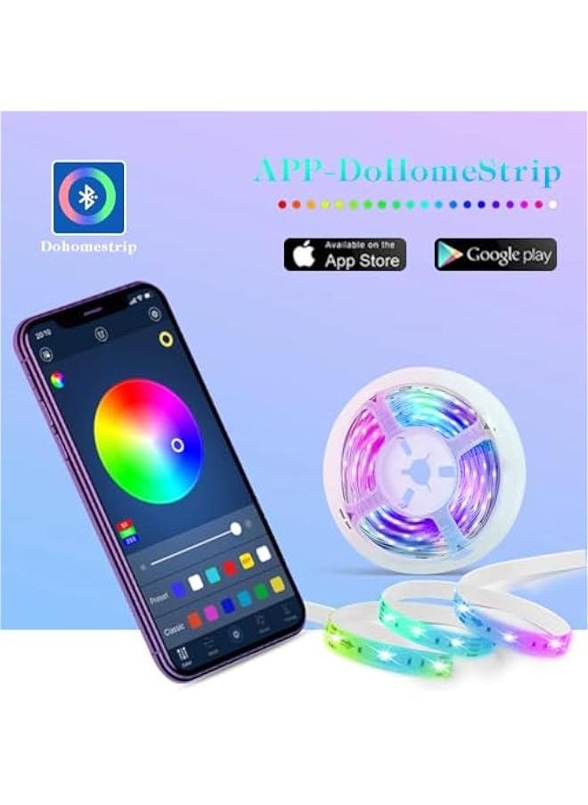 Captaintech Smart LED Light Strips,16.4ft/5M Bluetooth LED Strip Lights Color Changing LED Lights with APP &Remote Control, Music Sync RGB Lights for Bedroom Home Kitchen Decoration DIY  - Image 5