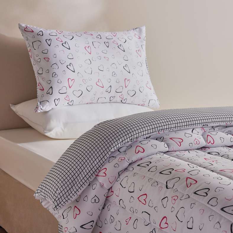 Pan Home Sophia Heart Comforter Set for Kids - White