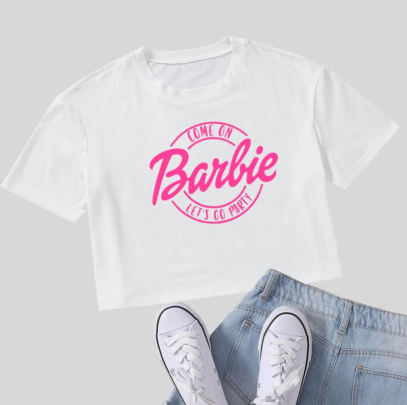 E-Commerce Short Top Come On Barbie Tide Cute Exposed Umbilical T-Shirt 100% Cotton - Image 2