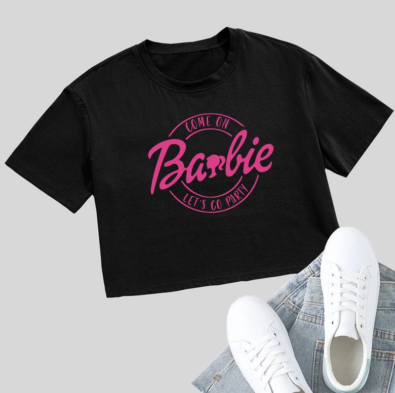 E-Commerce Short Top Come On Barbie Tide Cute Exposed Umbilical T-Shirt 100% Cotton - Image 5