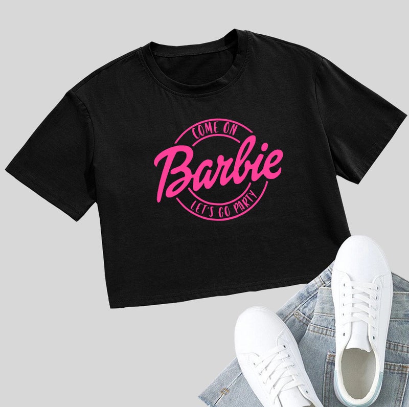 E-Commerce Short Top Come On Barbie Tide Cute Exposed Umbilical T-Shirt 100% Cotton - Image 4