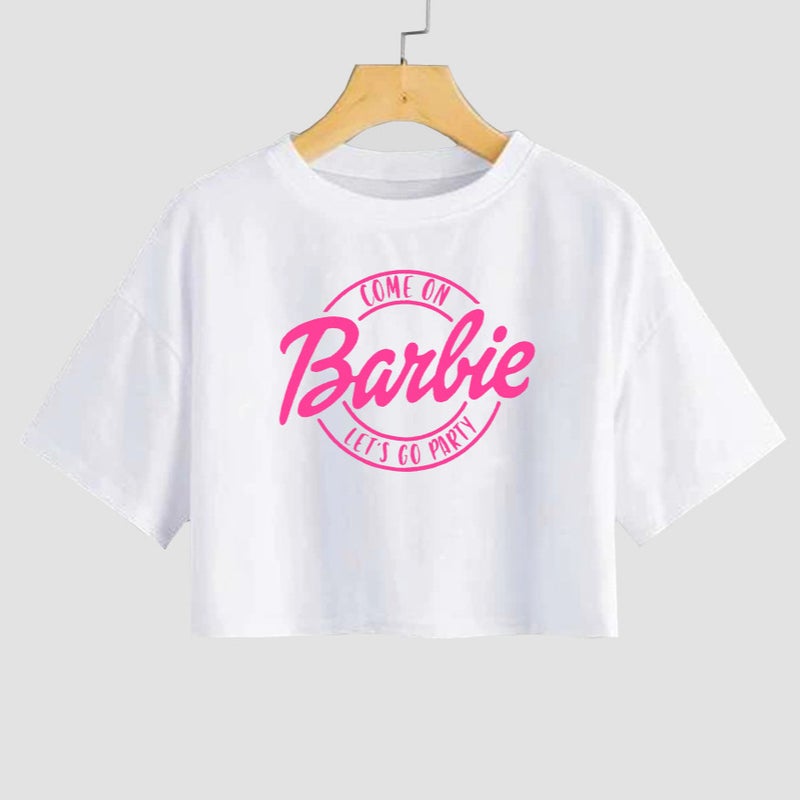 E-Commerce Short Top Come On Barbie Tide Cute Exposed Umbilical T-Shirt 100% Cotton - Image 3