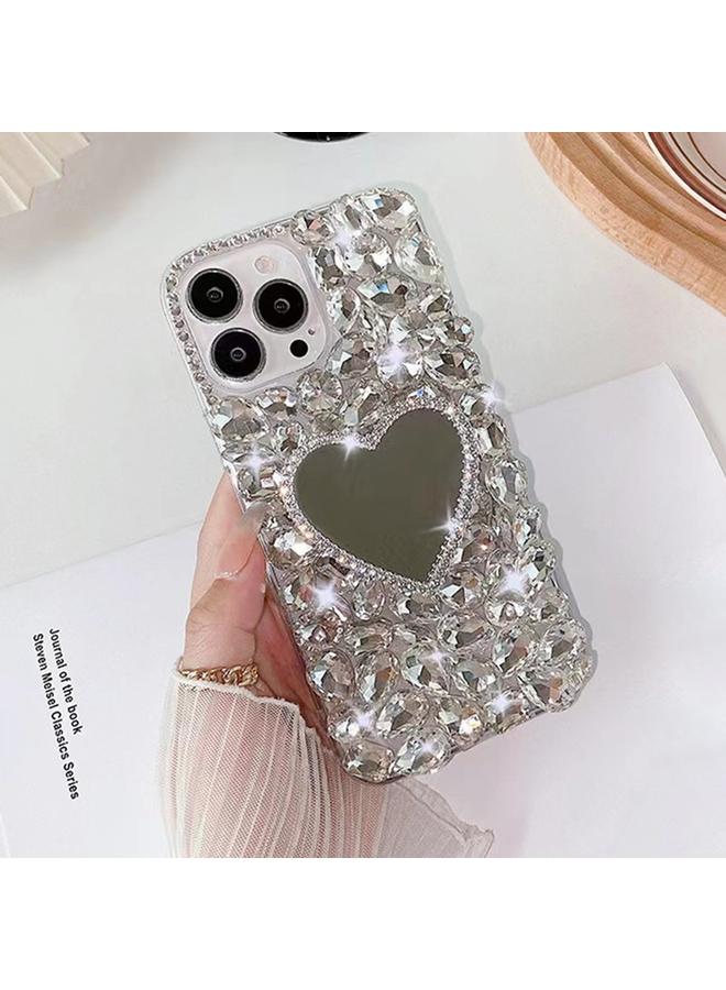 S-TOP Case For iPhone 13 Pro Mirror Handmade Bling Rhinestone PC Phone Case - Image 1