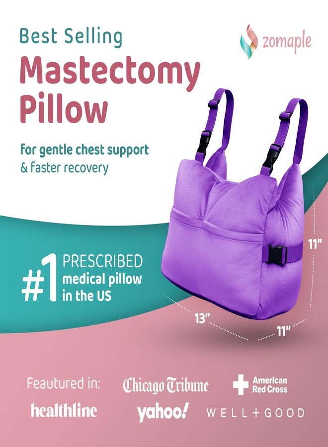Zomaple Post Mastectomy Pillow with Strap & Gel Pack, Lavender - Hands-Free Wear & Hot/Cold Comfort - Gentle Chest Protection & Reduces Underarm Pressure - Made for Mastectomy Recovery Support - Image 2