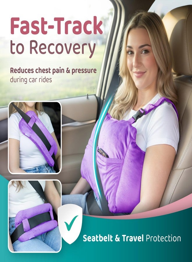 Zomaple Post Mastectomy Pillow with Strap & Gel Pack, Lavender - Hands-Free Wear & Hot/Cold Comfort - Gentle Chest Protection & Reduces Underarm Pressure - Made for Mastectomy Recovery Support - Image 5