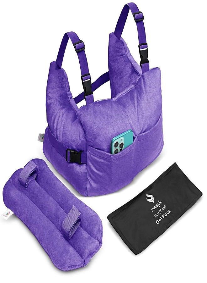 Zomaple Post Mastectomy Pillow with Strap & Gel Pack, Lavender - Hands-Free Wear & Hot/Cold Comfort - Gentle Chest Protection & Reduces Underarm Pressure - Made for Mastectomy Recovery Support - Image 1