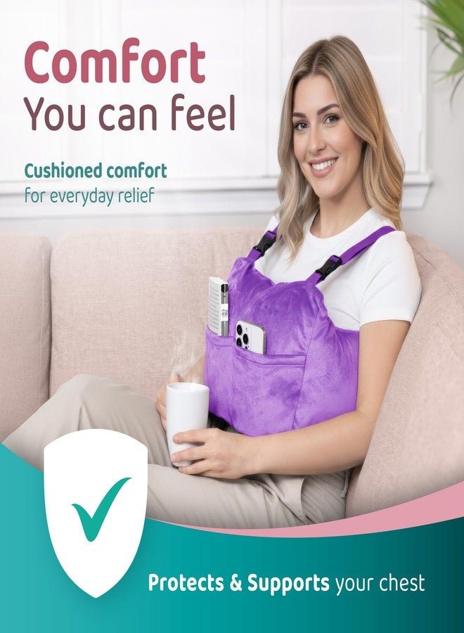 Zomaple Post Mastectomy Pillow with Strap & Gel Pack, Lavender - Hands-Free Wear & Hot/Cold Comfort - Gentle Chest Protection & Reduces Underarm Pressure - Made for Mastectomy Recovery Support - Image 3
