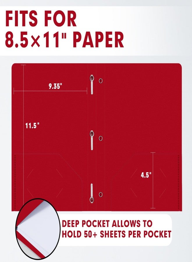 LAYZZ Plastic 2 Pocket Folders with Prongs, 30 Pack, Heavyweight, Letter Size Poly Folders with 3 Metal Prongs Fastener Clips (Red) - Image 2