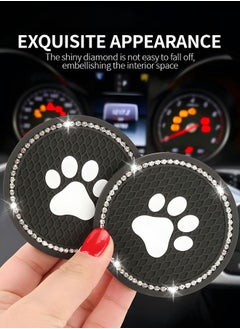 GROIC 2 Pcs 7cm Bling Car Coasters,Car Interior Accessories,Universal Cup Holder Insert Coaster Anti Slip Crystal Vehicle Interior Accessories,PVC Anti-Slip Mat Fit for Car SUV Truck  - Image 3