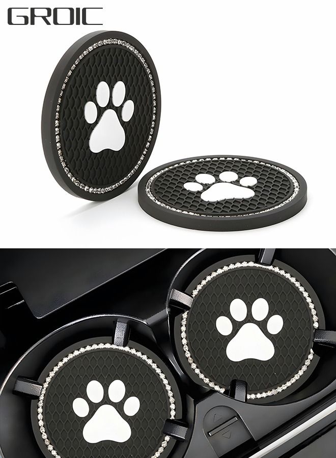GROIC 2 Pcs 7cm Bling Car Coasters,Car Interior Accessories,Universal Cup Holder Insert Coaster Anti Slip Crystal Vehicle Interior Accessories,PVC Anti-Slip Mat Fit for Car SUV Truck - Image 1