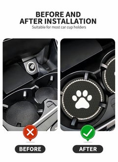 GROIC 2 Pcs 7cm Bling Car Coasters,Car Interior Accessories,Universal Cup Holder Insert Coaster Anti Slip Crystal Vehicle Interior Accessories,PVC Anti-Slip Mat Fit for Car SUV Truck  - Image 4