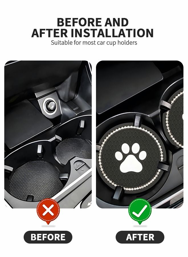 GROIC 2 Pcs 7cm Bling Car Coasters,Car Interior Accessories,Universal Cup Holder Insert Coaster Anti Slip Crystal Vehicle Interior Accessories,PVC Anti-Slip Mat Fit for Car SUV Truck - Image 4