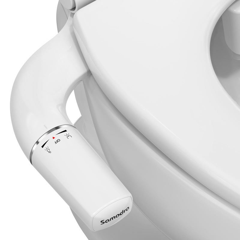 SAMODRA Ultra-Slim Hygienic Bidets Attachment for Existing Toilets - Adjustable Fresh Water Pressure Dual Nozzle (Frontal & Rear Wash) Easy to Install, Silver - Image 1