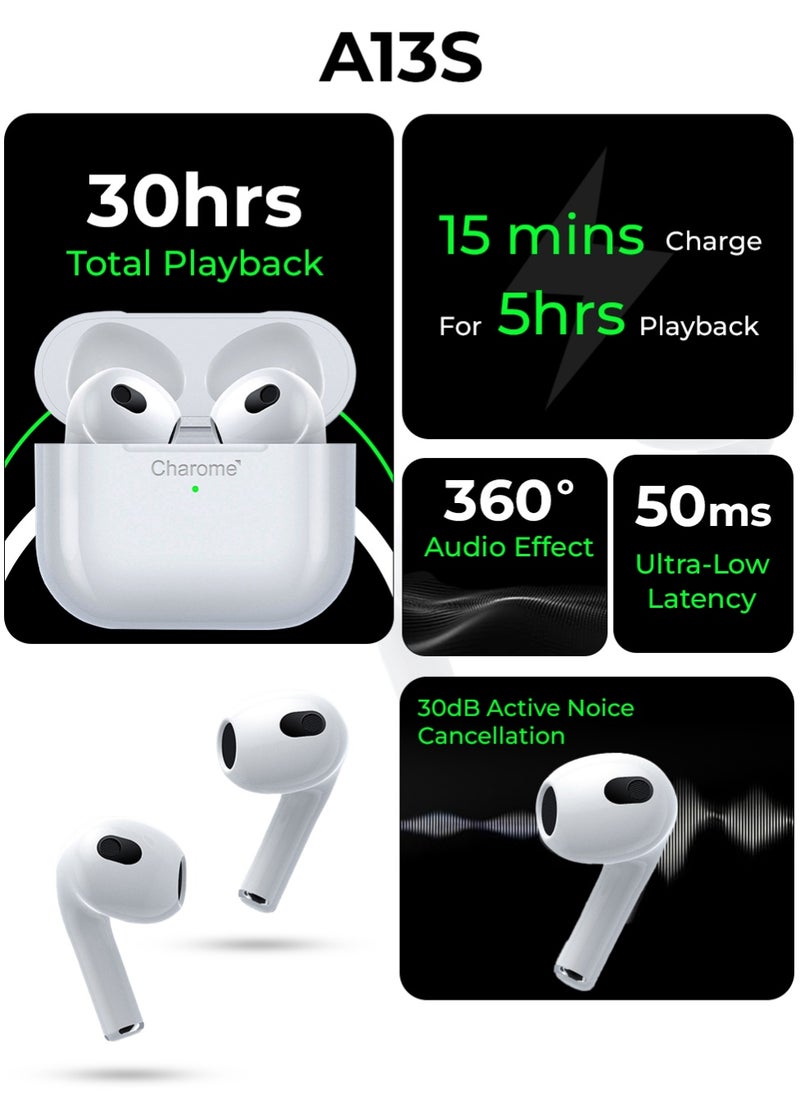 Charome Charome A13S Bluetooth Headset Truly Wireless Earbuds Thumping Bass Multi Mode 5H Playtime Magnetic Wireless Charging Customized Sound Gaming Mode  - Image 3