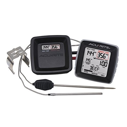 AcuRite 01185M Digital Meat Thermometer with Wireless Display and Time Left to Cook Gray, 3.31-inch Height x 3.43-inch Width x 2.52-inch Depth - Image 1