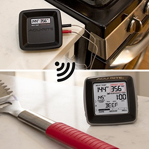 AcuRite 01185M Digital Meat Thermometer with Wireless Display and Time Left to Cook Gray, 3.31-inch Height x 3.43-inch Width x 2.52-inch Depth - Image 5