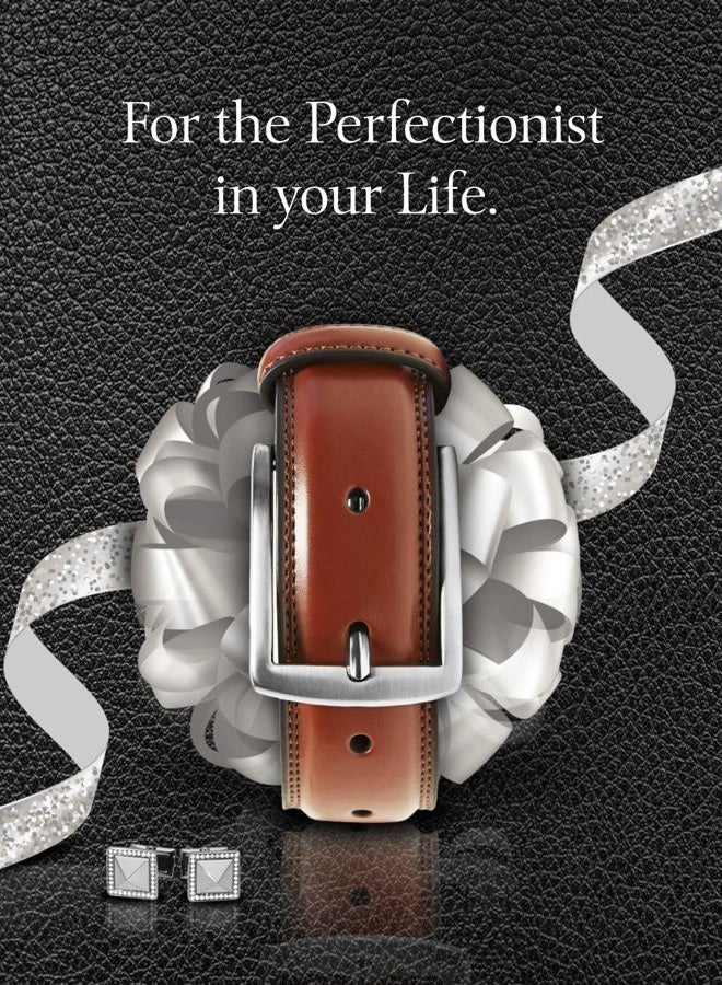 Access Denied Genuine Leather Dress Belts For Men - Mens Belt For Suits, Jeans, Uniform With Single Prong Buckle - Designed in the USA, Brown, 40 - Image 5