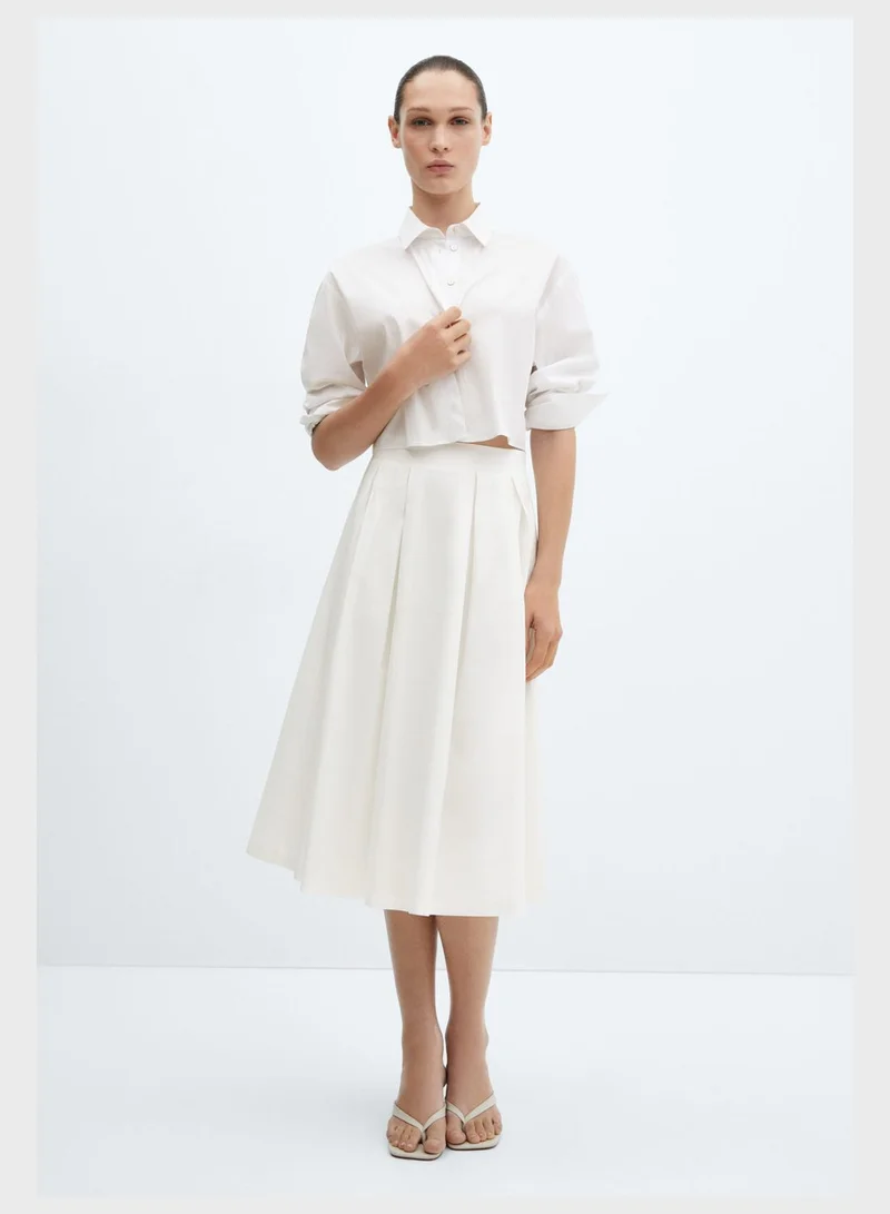 MANGO Pleated High Waist Skirt