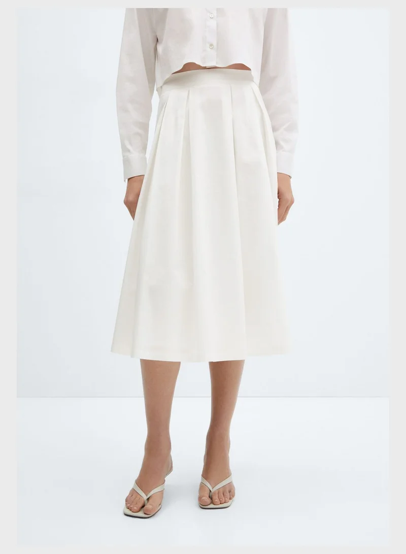 MANGO Pleated High Waist Skirt
