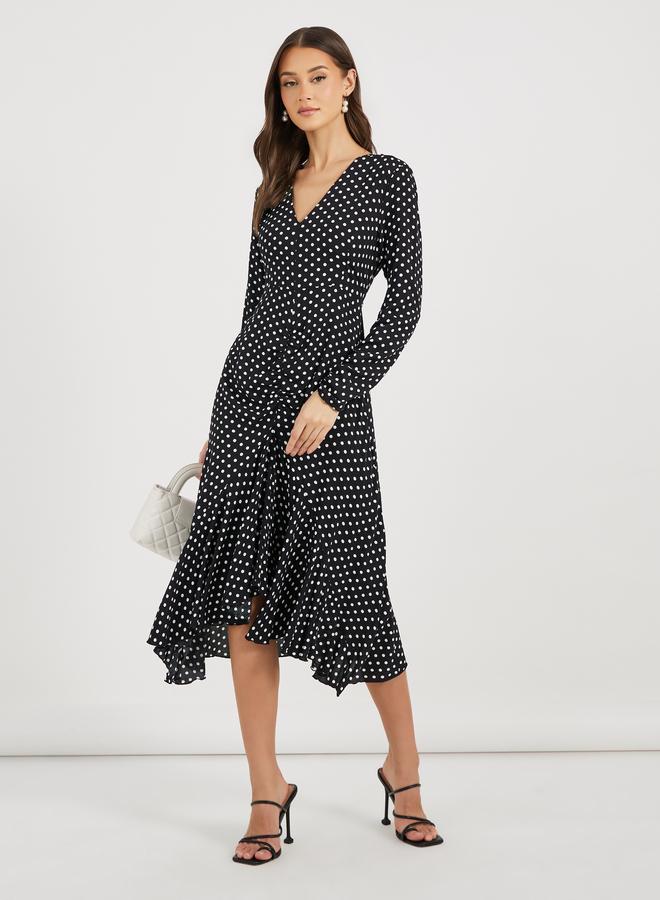 Styli Polka Dot Midi Dress  - Image 1