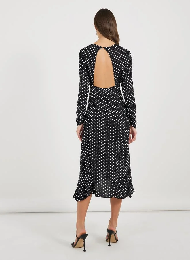Styli Polka Dot Midi Dress