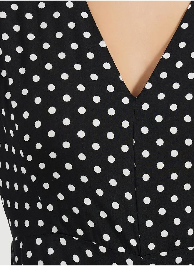 Styli Asymmetric Ruffle Hem Shirt Midi Dress