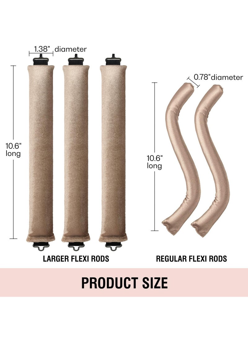 KHAJUL 3 PCS Heatless Hair Curler, Rods with Hook, Heatless Curling Rod for All Hair Types, No Heat Curlers to Sleep in (Light Brown) - Image 3