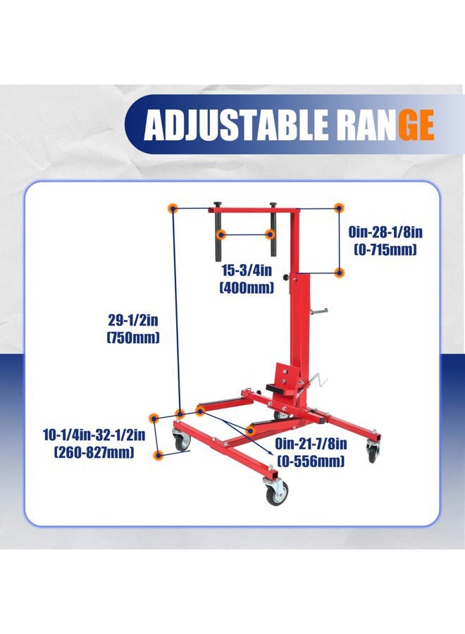 HECASA Adjustable Car Door Installer and Remover Jack Lift Hoist w/Swivel Castors & Straps Hoist Jack Stand Dolly Heavy Duty Auto Body Car Door Floor Jack Stand Steel Red - Image 3