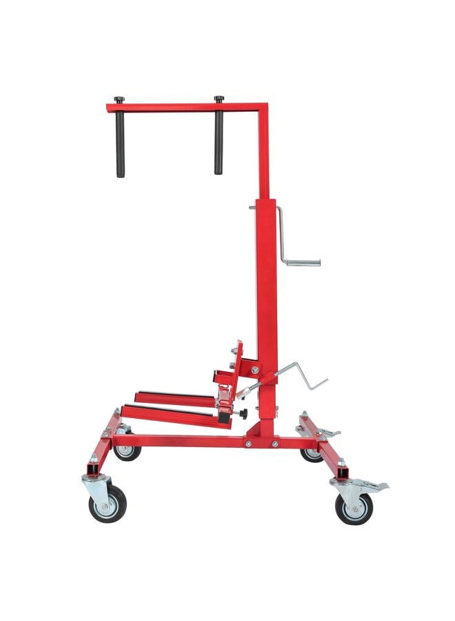 HECASA Adjustable Car Door Installer and Remover Jack Lift Hoist w/Swivel Castors & Straps Hoist Jack Stand Dolly Heavy Duty Auto Body Car Door Floor Jack Stand Steel Red - Image 1