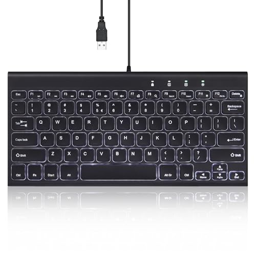 Perixx لوحة مفاتيح بيركس PERIBOARD-429 US سلكية مضاءة خلفياً صغيرة - مفاتيح مقص رقيقة وصامتة - لون الإضاءة الخلفية أبيض - الإنجليزية الأمريكية - Image 1
